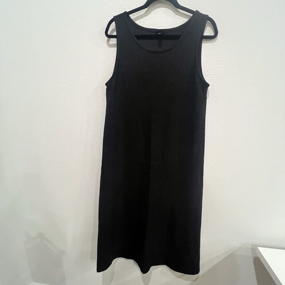 Eileen Fisher Gray 100%  Wool Sleeveless Midi Dress Medium Minimalist Neutral